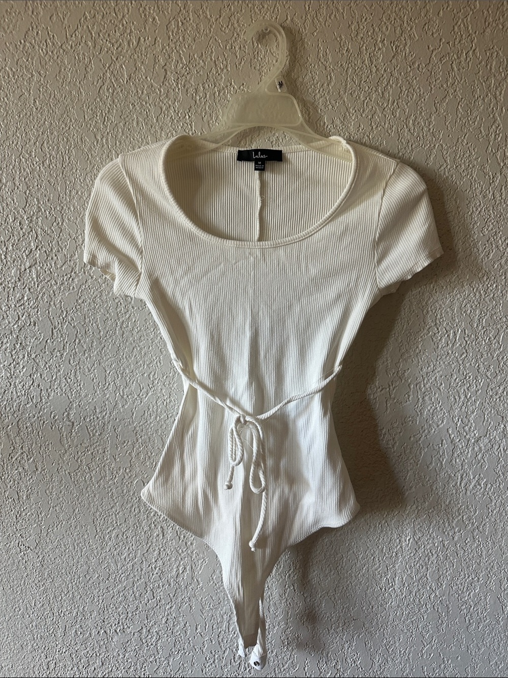 Wilfred Cream Ribbed Tie-Waist Short Sleeve Bodysuit